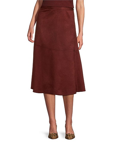 Preston & York Astrid Stretch Suede High Rise A-Line Midi Coordinating Skirt