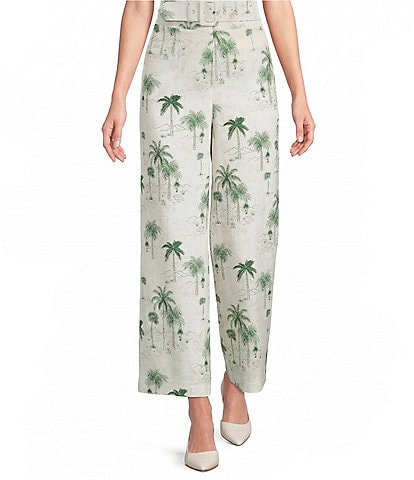 Preston & York Cassia Printed Stretch Linen Wide Leg Pants