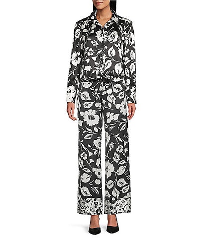 Preston & York Coordinating Kinsley Tie Button Front Long Sleeve Blouse