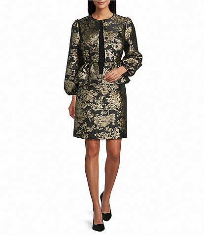 Preston & York Coordinating Rhodes Round Neckline Bracelet Length Sleeve Jacquard Jacket