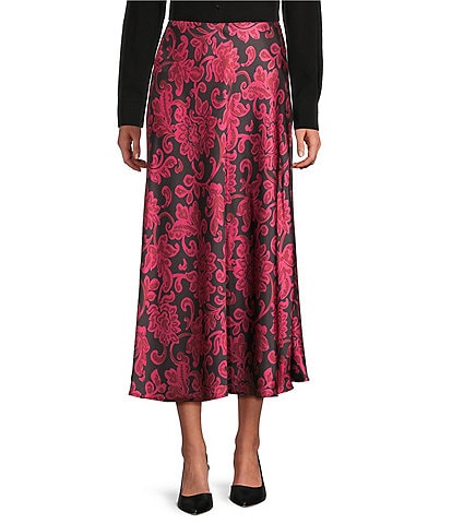Preston & York Janet Printed Satin Coordinating A-Line Skirt