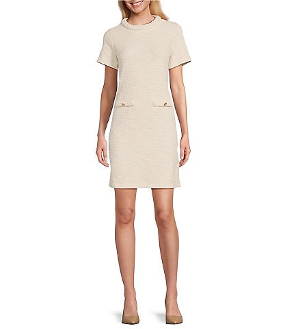 Preston & York Marlene Knit Tweed Short Sleeve Above Knee Coordinating Dress
