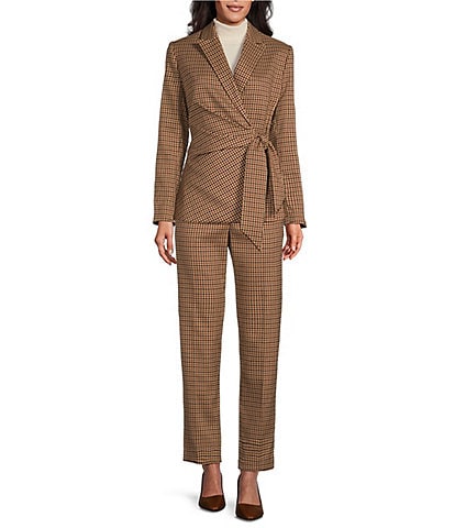 Preston & York Martha Check Notch Lapel Long Sleeve Tie Side Blazer & Corey Check High Rise Pleated Ankle Coordinating Pants