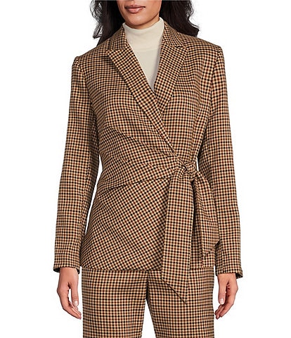 Preston & York Martha Check Notch Lapel Long Sleeve Tie Side Coordinating Blazer