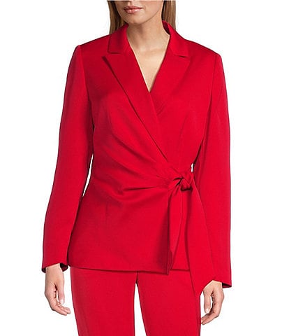 Preston & York Martha Notch Collar Satin Back Crepe Wrap Jacket