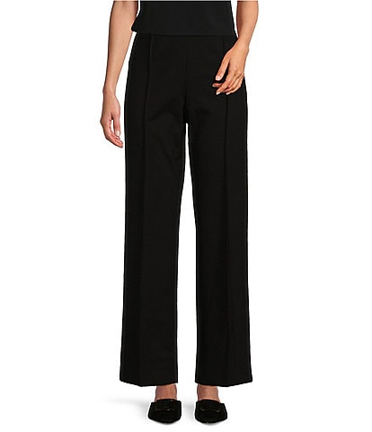 Preston & York Mia Ponte Mid Rise Pleated Front Tapered Point Long Pant