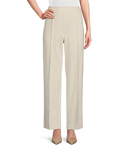 Preston & York Mia Ponte Mid Rise Pleated Front Tapered Point Long Pant