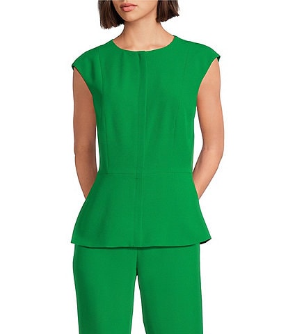 Preston & York Pamela Crepe Round Neckline Cap Sleeve Vest