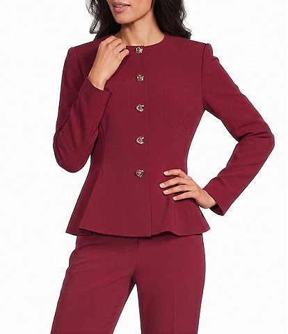 Preston & York Quinn Stretch Crepe Long Sleeve Round Neckline Coordinating Jacket
