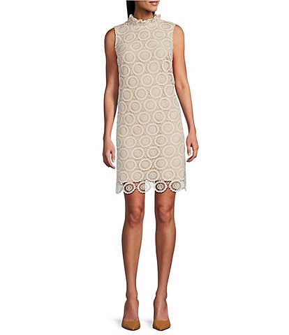 Preston & York Rita Lace Mock Neckline Tie Back Dress