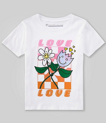 Prince Peter Big Girls 7-16 Love Check Flower Short Sleeve T-Shirt