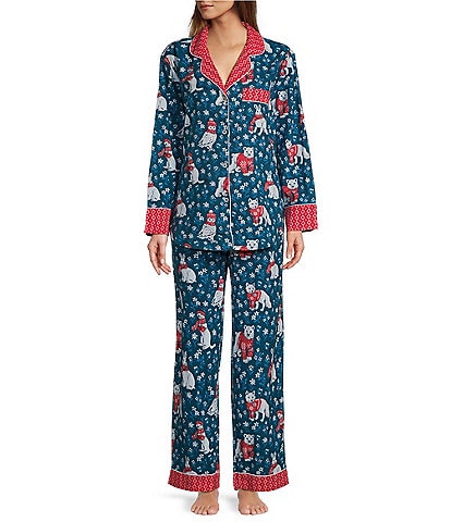 Printfresh Bundled Up Long Sleeve Notch Collar Flannel Holiday Pajama Set