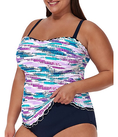 Profile by Gottex Plus Size Canva Underwire Shirred Tankini Swim Top
