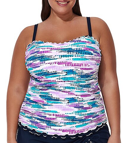 Profile By Gottex Plus Size Multi Canva Underwire Shirred Tankini Swim Top