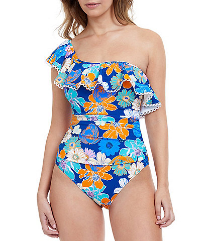 Profile by Gottex Rising Sun One Shoulder Ruffled One Piece Swimsuit