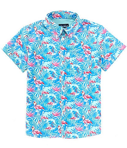 Properly Tied Big Boys 8-16 Short Sleeve Floral Flamingo Shordees Summer Shirt