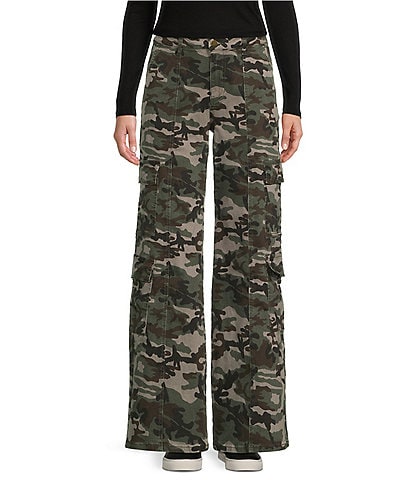 Prosperity Denim Camouflage Printed High Rise Straight Leg Jeans