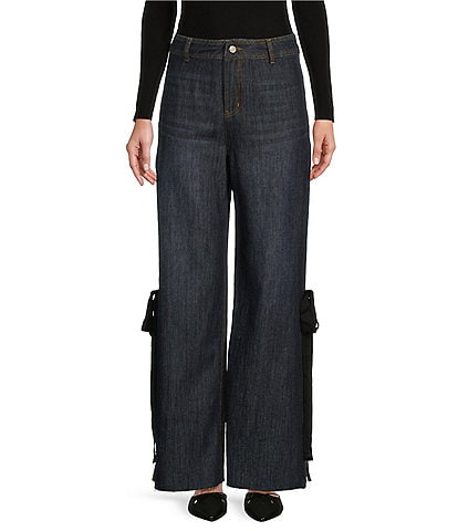 Prosperity Denim High Rise Bow Side Wide Leg Trouser Jeans