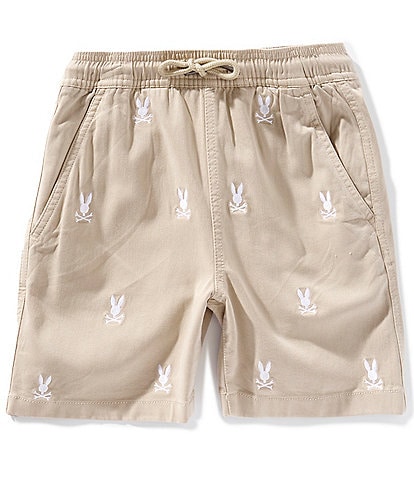 Psycho Bunny Big Boys 5-20 Willis Bunny-Patterned Woven Stretch Textile Shorts