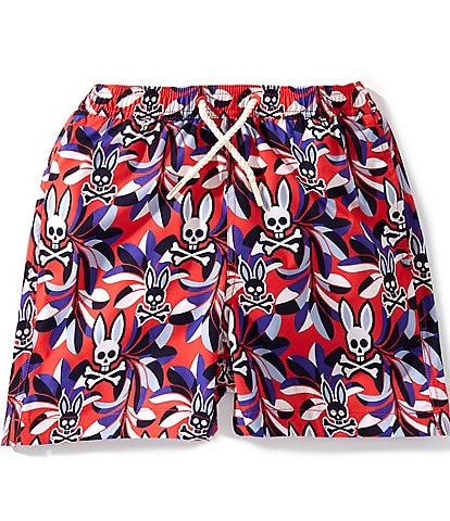 Psycho Bunny Big Boys Florian All Over Print Swim Trunks