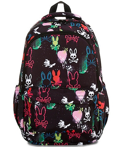 Psycho Bunny Big Boys Quintin Allover-Bunny-Printed Backpack