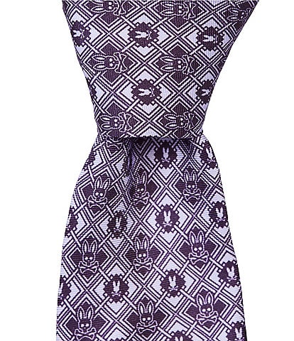Psycho Bunny Bunny Box Printed Traditional Silk Tie