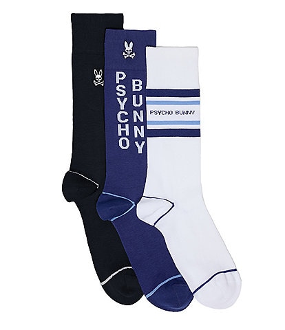 Psycho Bunny Bunny Logo Crew Dress Socks 3-Pack