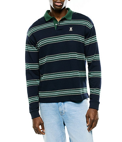 Psycho Bunny Drew Pique Stripe Long Sleeve Polo Shirt