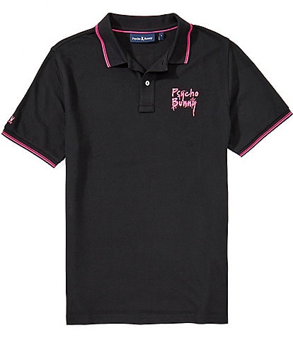 Psycho Bunny Duncan Short Sleeve Pique Pima Cotton Polo Shirt