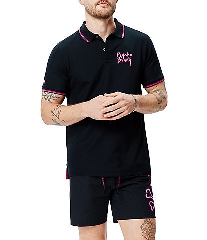 Psycho Bunny Duncan Short Sleeve Pique Pima Cotton Polo Shirt