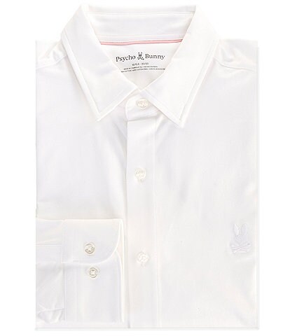 Psycho Bunny Jackson Classic Fit Stretch Knit Spread Collar Solid Dress Shirt