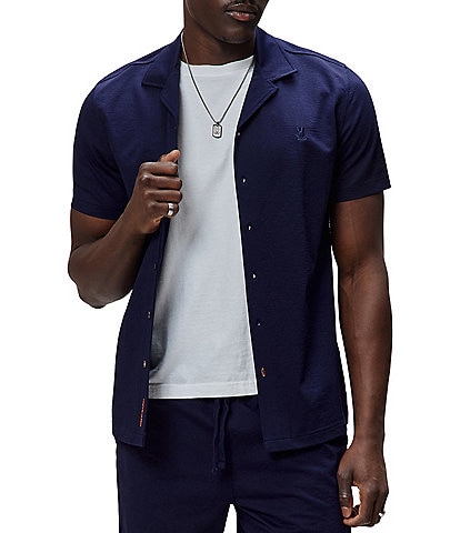 Psycho Bunny Jayme Seersucker Short Sleeve Woven Camp Shirt