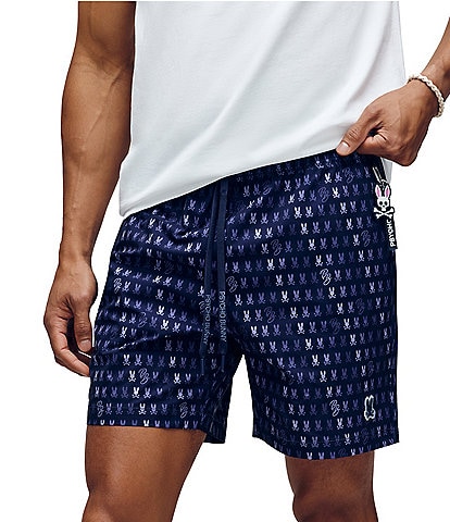Psycho Bunny Ken Printed Pattern 5 3/4" Inseam Swim Trunks