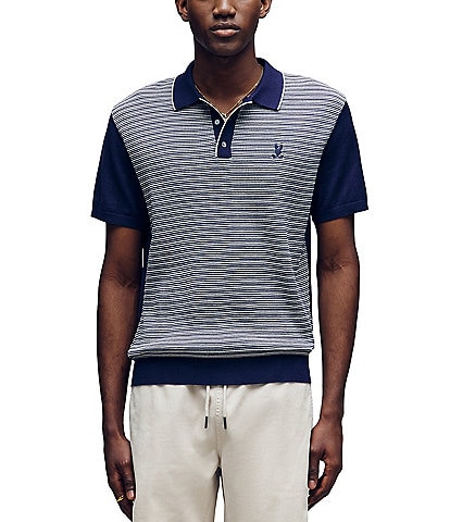 Psycho Bunny Kenny Stripe Knit Short Sleeve Polo Shirt