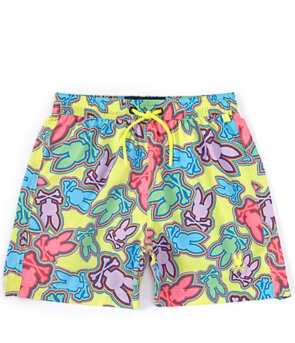 Psycho Bunny Little Boys 5-6 Maybrook Bunny Print Swim Trunks
