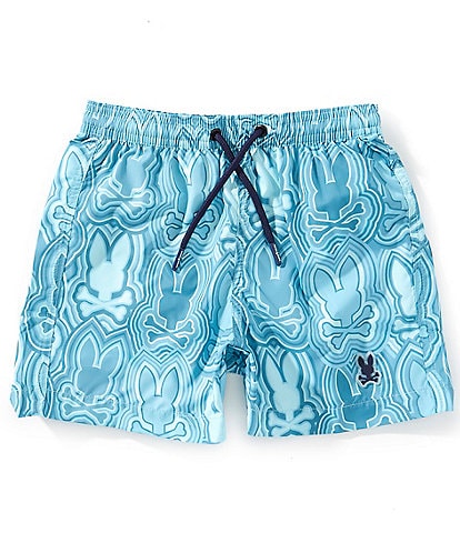 Psycho Bunny Little/Big Boys 5-20 Chuck Allover-Bunny-Printed Swim Trunks