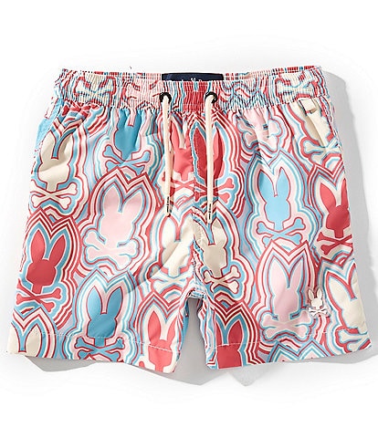 Psycho Bunny Little/Big Boys 5-20 Chuck Allover-Bunny-Printed Swim Trunks