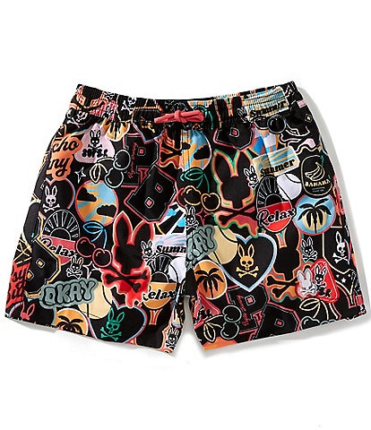 Psycho Bunny Little/Big Boys Marco Mixed-Media Swim Trunks
