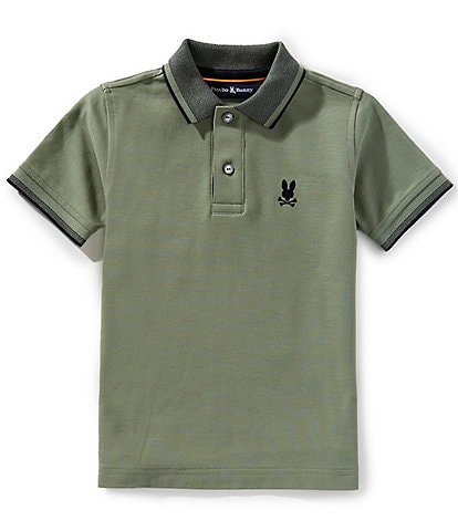 Psycho Bunny Little/Big Boys Short Sleeve Evandale Oxford-Collar Pique Polo Shirt