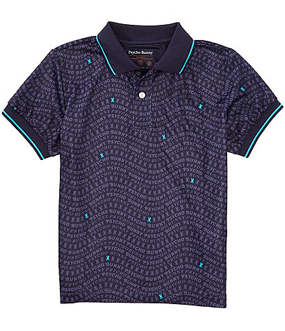 Psycho Bunny Little/Big Boys 7-20 Short Sleeve Winston Allover-Printed Sport Pique Polo Shirt