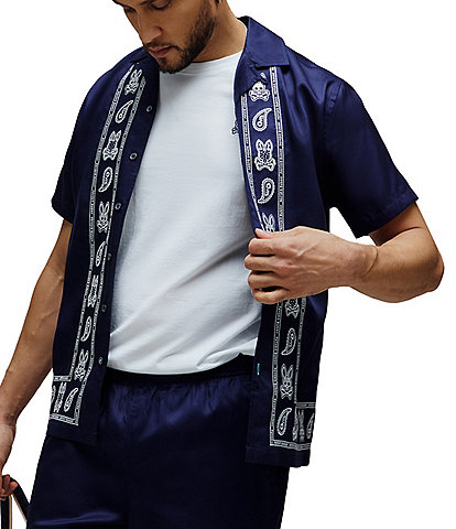 Psycho Bunny Luke Tencel Border Short Sleeve Shirt