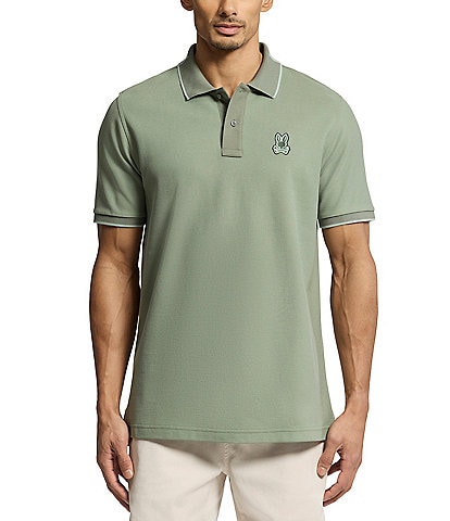 Psycho Bunny New Castle Pique Short Sleeve Contrast Collar Polo Shirt