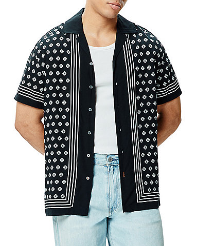 Psycho Bunny Nick Tencel Short Sleeve Woven Camp Shirt
