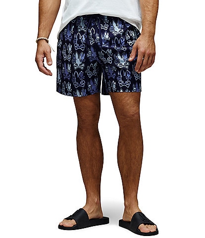Psycho Bunny Olden Allover Print Swim Trunks