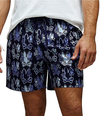 Psycho Bunny Olden Allover Print Swim Trunks