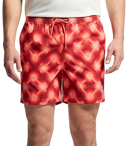 Psycho Bunny Paros 5 3/4#double; Inseam Printed Swim Trunks