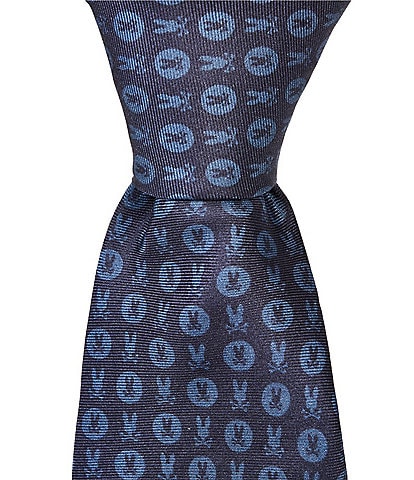 Psycho Bunny Two-Way Bunny Print Traditional Silk Tie