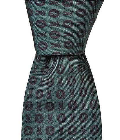 Psycho Bunny Two-Way Bunny Print Traditional Silk Tie