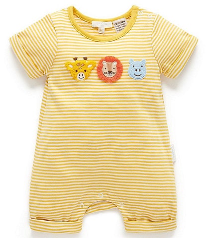 PureBaby® Baby Boys Newborn-24 Months Zebra-Appliqued Short-Sleeve Shortall