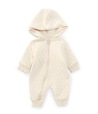 Purebaby Baby Girls Newborn-18 Months Long Sleeve Quilted Hooded Coverall